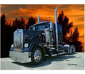 NORIMPEX Diamantové malování Nákladní auto při západu slunce / 30x40 cm