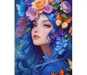 NORIMPEX Diamantové malování Dívka s květy ve vlasech / 30x40 cm