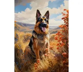 NORIMPEX Diamantové malování Německý ovčák v horách / 30x40 cm