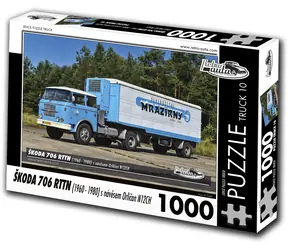 RETRO-AUTA Puzzle TRUCK č.10 Škoda 706 RTTN s návěsem Orličan N12CH / 1000 dílků / 66 × 47 cm