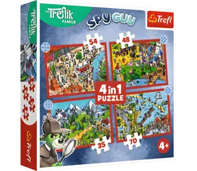 TREFL Puzzle Treflíci: Cesty Treflíků 4v1 / 35, 48, 54, 70 dílků / 28,5 x 20,5 cm / věk 4+