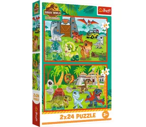TREFL Puzzle Jurský svět: Malí dinosauři / 2x24 dílků / 27,5 x 18 cm / věk 3+
