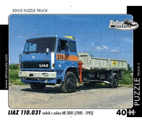 RETRO-AUTA Puzzle TRUCK č.2 Liaz 110.031 valník s rukou HR 3001 (1985–1993) / 40 dílků