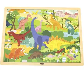 VIGA Dřevěné puzzle Svět dinosaurů / 48 dílků / 37 x 27 cm