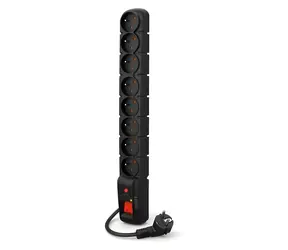 Acar S8 PRO 1,5m kabel černá / Přepěťová ochrana / 8 zásuvek / 10 A