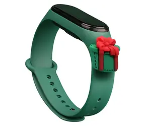 Hurtel Strap Xmas tmavě zelená / Řemínek / Xiaomi Mi Band 3/4 / Vánoční / dárek