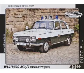 RETRO-AUTA Puzzle č.79 Wartburg 353,1 Volkspolizei (1973) / 40 dílků / 32 x 24 cm
