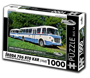 RETRO-AUTA Puzzle BUS č.14 Škoda 706 RTO KAR (1968) / 1000 dílků / 66 × 47 cm
