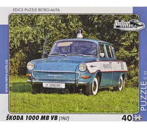RETRO-AUTA Puzzle Škoda 1000 MB VB (1967) / 40 dílků / č.33 / 32 x 24 cm