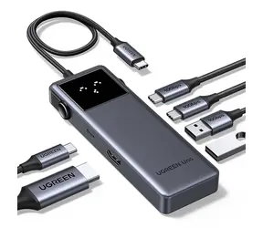 UGREEN Uno CM888 stříbrná / USB Hub / HDMI 4K 60Hz / 2x USB-A 3.2 Gen2 10Gb/s / 2x USB-C 3.2 Gen2 10Gb/s / PD 100W