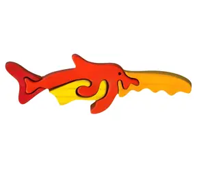FAUNA Dřevěné puzzle Mečoun malý / Masivní dřevo / 6x6x2 cm / od 3 let