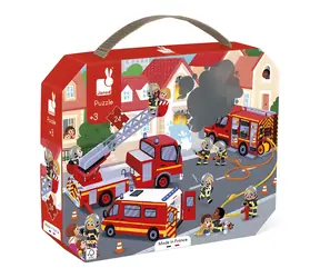 JANOD Puzzle v kufříku Požárníci / 24 dílků / 50 x 40 cm