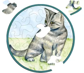 CURIOSI Kulaté puzzle Picoli: Kočka / 33 dílků / průměr 9 cm