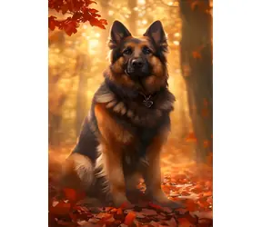 NORIMPEX Diamantové malování Německý ovčák v lese / 30x40 cm