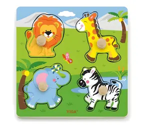 VIGA Dřevěná vkládačka Zvířátka ze zoo / od 18 měsíců