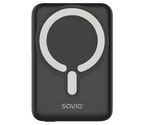Savio BA-12 černá / Powerbanka / 10000 mAh / magnetické bezdrátové nabíjení / USB-C PD 20W