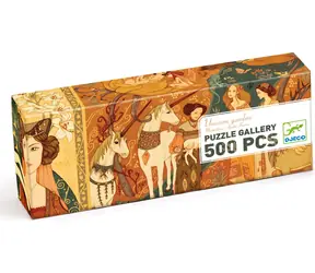 DJECO Puzzle Zahrada jednorožců / 500 dílků / panoramatické / rozměr 97 × 33 cm