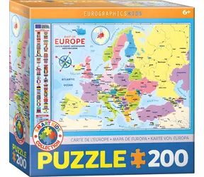 EUROGRAPHICS Puzzle Mapa Evropy / 200 dílků / od 6 let / 48,3 x 33 cm
