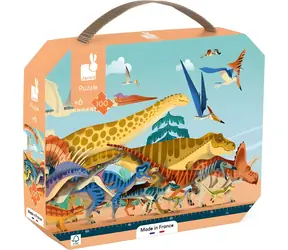 JANOD Panoramatické puzzle v kufříku Dinosauři / 100 dílků / 100 x 20 cm