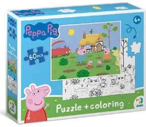 DODO Oboustranné puzzle Prasátko Peppa: Na chalupě / 60 dílků / 32 x 23 cm