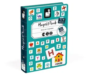 JANOD Magnetibook Anglická abeceda / Magnetická knížka / 104 magnetických písmen / 26 kartiček / od 3 let