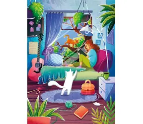 MAGNOLIA Puzzle Dívka a její kočky / 1000 dílků / 48 x 68 cm