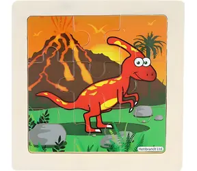 Dřevěné puzzle Dinosaurus: Cryolophosaurus / Puzzle / 9 dílků / 9x9 cm
