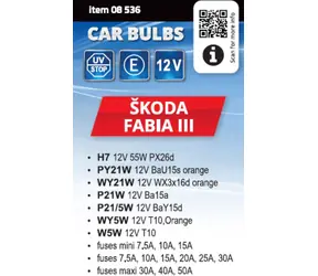 Compass Servisní sada žárovek Škoda Fabia III H7 / Servisní sada / H7, PY21W, WY21W, pojistky / Homologace E