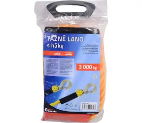 COMPASS Tažné lano 3000 kg s karabinami / Délka 3,4 m / Kovové háky / Červený praporek