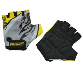 RULYT Cyklorukavice TRULY JUNIOR žlutá, vel. 4 / Dětské / Polstrované dlaně / Suchý zip