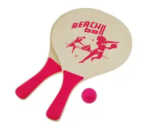 SPORTTEAM Plážový tenis set růžový / 2x pálka / míček / MDF / 38 x 24 cm
