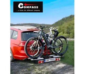 Compass E-BIKE 2 / Nosič kol na tažné zařízení / 2 elektrokola / sklopný / nosnost 60 kg / TÜV