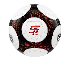 SPORTTEAM Fotbalový míč S2 černo-červený / vel. 5 / PVC třívrstvý / Strojově šitý