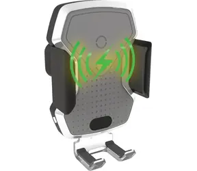 Compass LUKE-X stříbrná / Držák telefonu do auta / Bezdrátové nabíjení 10W / Do mřížky ventilace