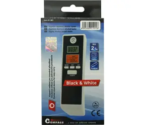 Compass Alkohol tester BLACK/WHITE / Digitální tester alkoholu / LCD displej / 0-1,9‰