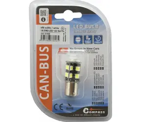 Compass LED žárovka Ba15s bílá / Autožárovka / 19x SMD LED / 12V / 5W / 414 lm / CAN-BUS ready