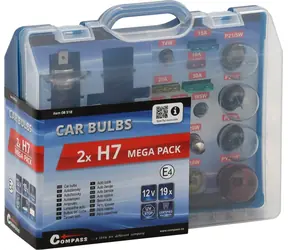 Compass Autožárovky servisní box MEGA 2x H7 / Autožárovka / sada náhradních žárovek + pojistek / homologace E