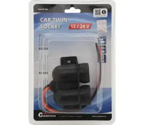 Compass Zásuvka 12/24V dvojitá s krytem / Autozásuvka / 12/24V / max. 10A / vestavná