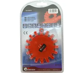 Compass výstražné světlo LED 9 funkcí / Výstražné světlo / magnetické / IP65 / 2x AAA