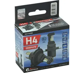 Compass GRAPHITE LED H4 12/24V 25W 2ks / Autožárovka LED / CSP chip / 6500K / patice P43t