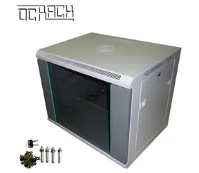 OCRACK OCC-09U-45SBK černá / Nástěnný rozvaděč / 19" / 9U / hloubka 450 mm / celoskleněné dveře