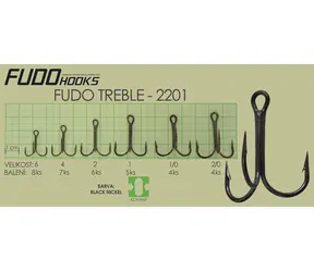 Fudo Hooks Trojháček Treble vel. 2/0 / Rybářský háček / 4 ks