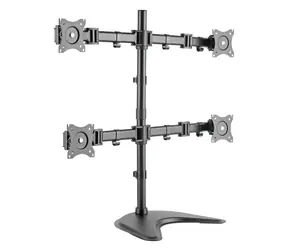 Digitus stolní držák 4 monitorů černá / Držák monitoru / VESA 75x75 a 100x100 mm / náklon 45° / otočení 90°