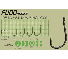 FUDO HOOKS Háček Delta Mejina Ring v.9 / Rybářský háček / Balení 9 ks