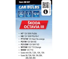 Compass Autožárovky - servisní krabička Škoda Octavia III H7+H8 / Servisní sada / pojistky