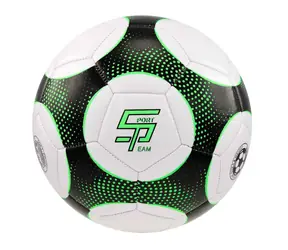 SPORTTEAM Fotbalový míč S2 černo-zelený / Vel. 5 / PVC třívrstvý / Strojově šitý