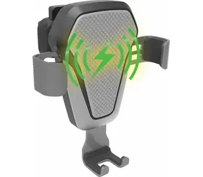 Compass LUKE-V stříbrná / Držák telefonu do auta / bezdrátové nabíjení 10W / do mřížky ventilace