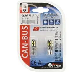 COMPASS LED žárovka 24x T10 CAN-BUS bílá 2ks / Autožárovka / 12V / 4W / 200 lm