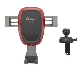 Compass LUKE-A červená / Držák telefonu do auta / Úchyt do mřížky ventilace / Gravitační systém / Do 6,5”