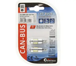 Compass LED autožárovka T10 CAN-BUS bílá / 27 LED / 12V / 5W / 2ks